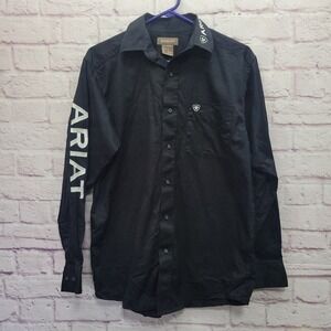 Ariat Team Logo Black Button Shirt Men S Black Embroidered Twill Classic Western
